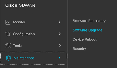 Navigate to vManage Software Upgrade