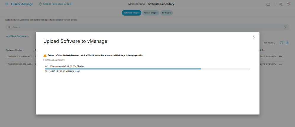 Example to upgrade Software Image process