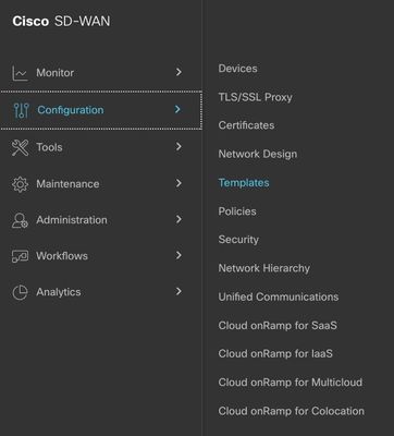 Navegue até Configurar Modelos