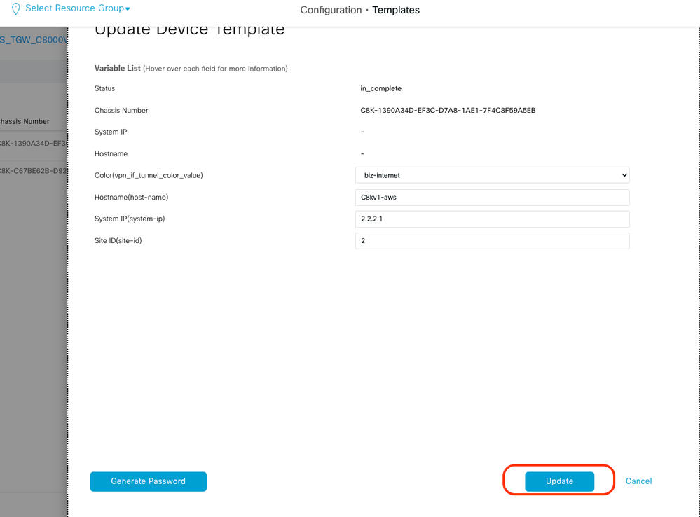 Update Device Template