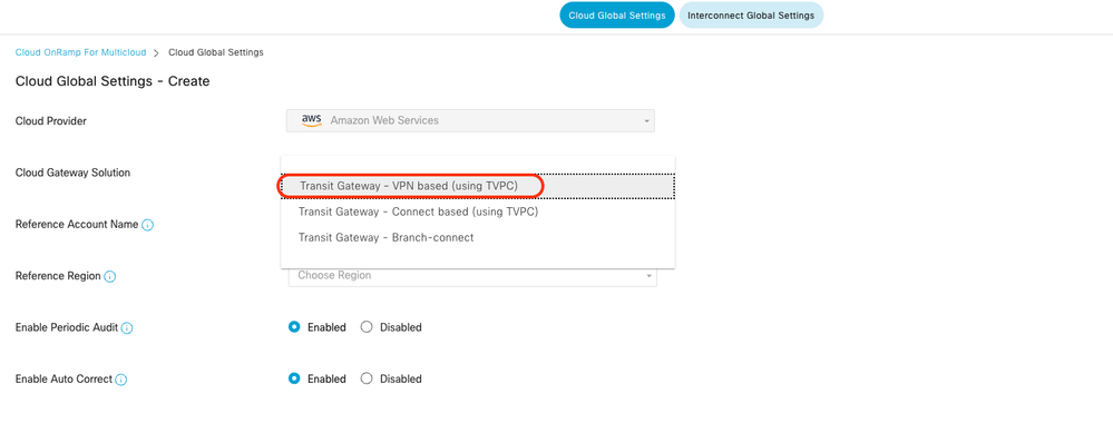 Select Transit Gateway - VPN Base (using TVPC)