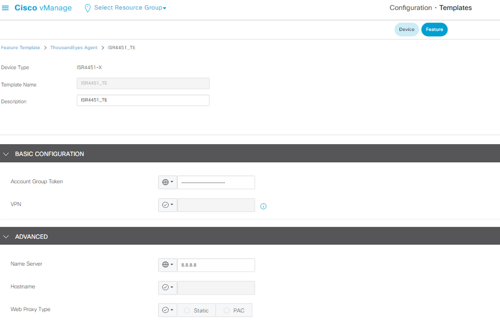 TE Template Transport VPN