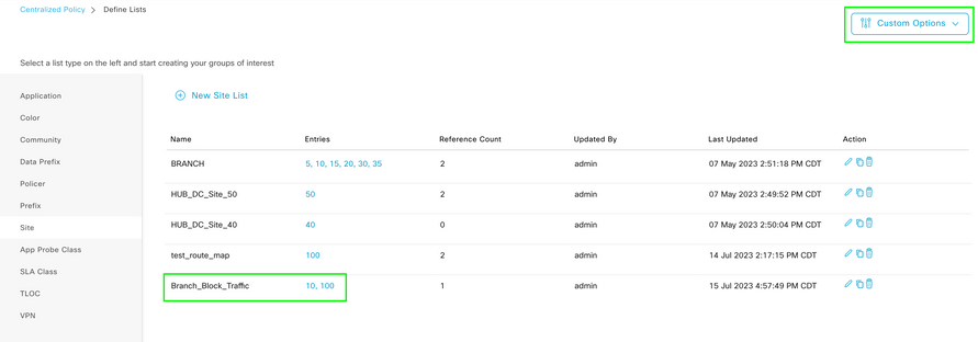 Centralized Policy Custom Site List 1