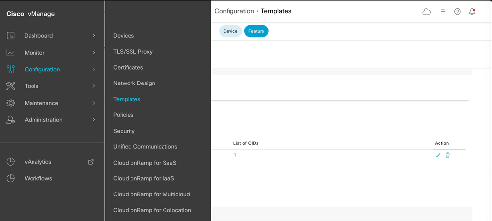 Navigate to Feature Template