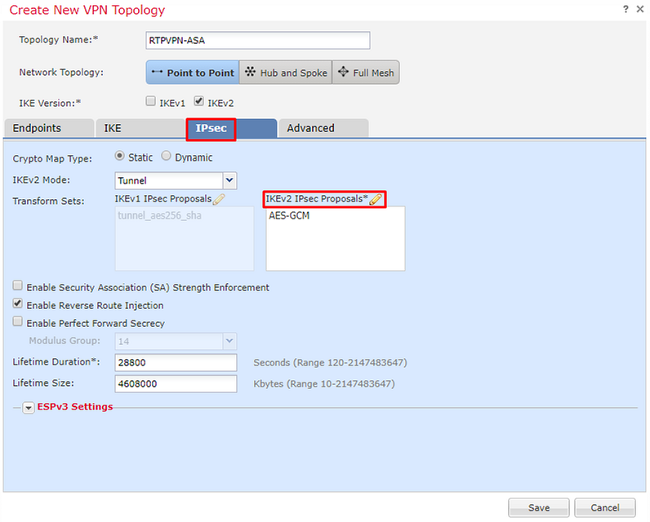 Cisco Firepower VPN Configuration - Configure IPsec - Create a new IPsec proposal