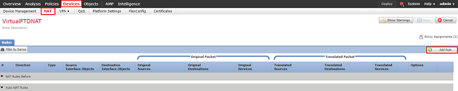 Cisco Firepower VPN Configuration - Configure NAT exemption - Click Add Rule