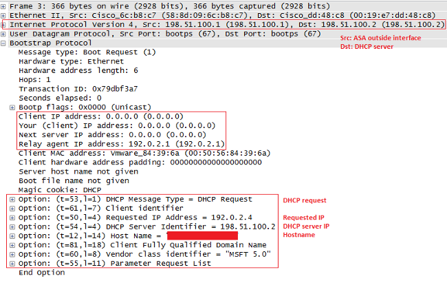 ASA Passes the DHCPREQUEST to the DHCP Server