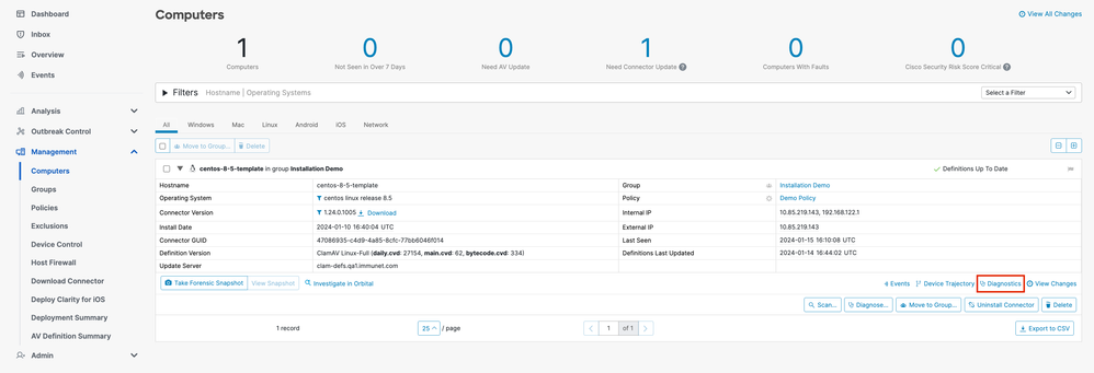 View diagnostics