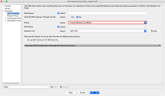 Verify Split Tunnel Configuration