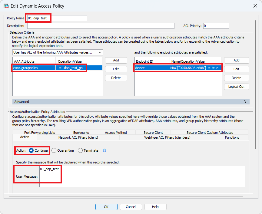 Configure First DAP