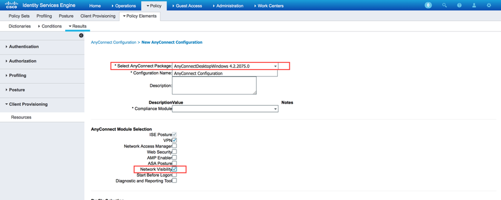 Configure web deployment on ISE - Enable NVM and the policy required