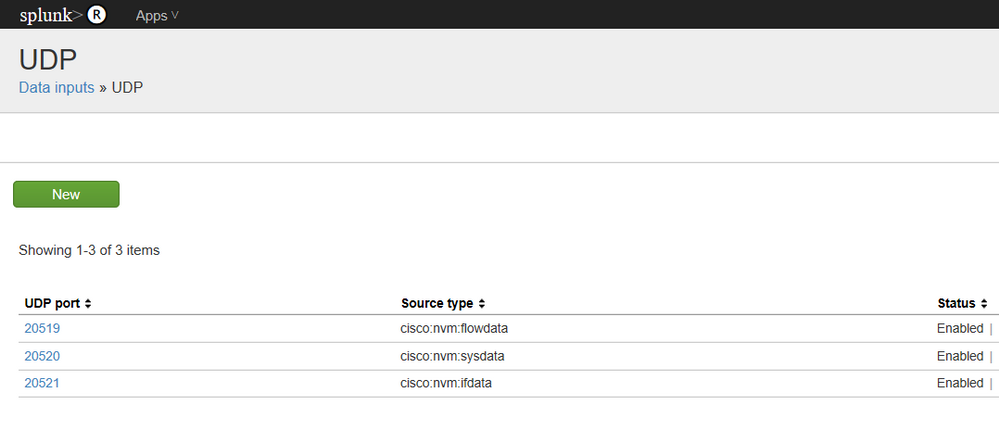 Splunk setup - UDP data inputs