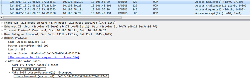 Packet Flow - Authentication Request Forwarded to AAA Server