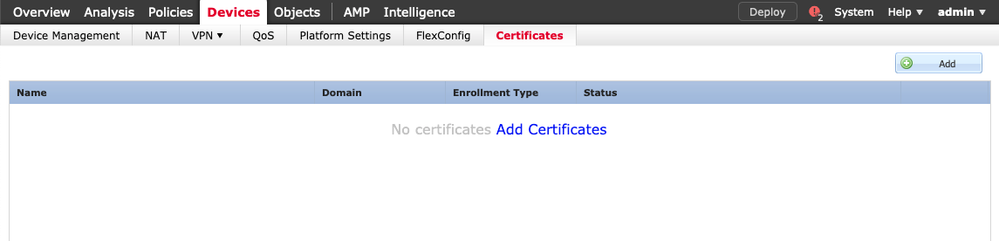 Certificates Panel