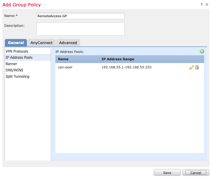 Group Policy: IP Local Pool Selection