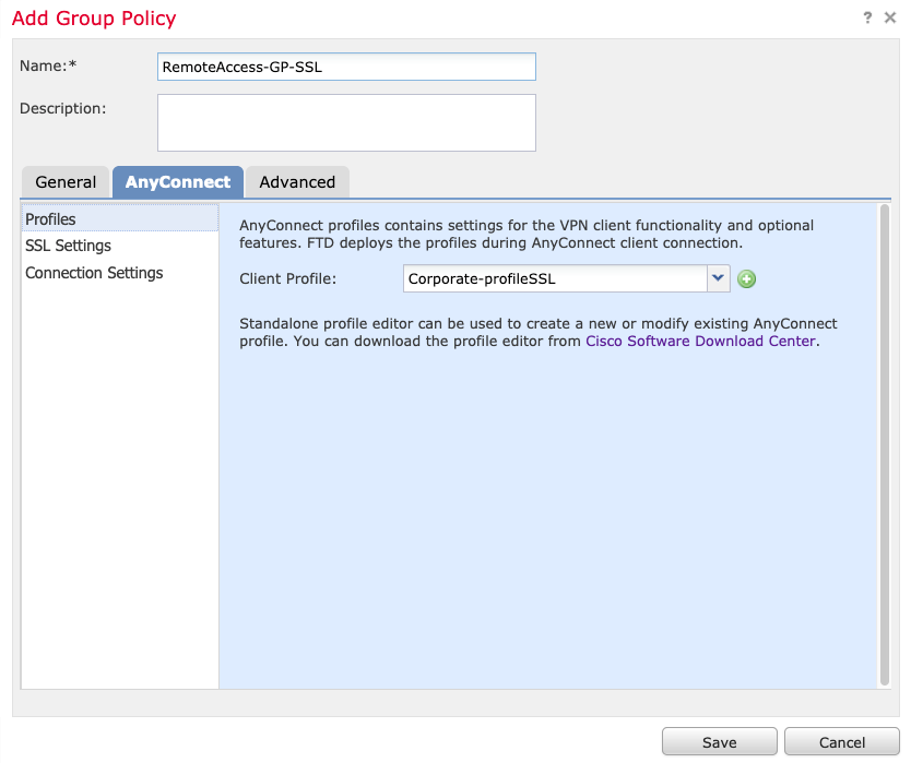 Group Policy: AnyConnect XML Profile Selection