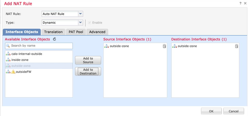 Hairpin NAT Configuration: Interface selection