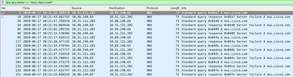 Wireshark capture