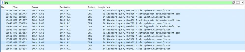 Wireshark DNS capture