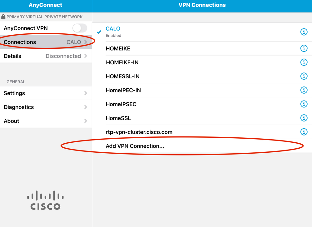 Graphical User Interface, Application AnyConnect. Image of AnyConnect Application on IOS Device.