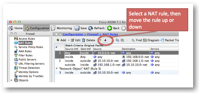 Reorder NAT Rules with ASDM