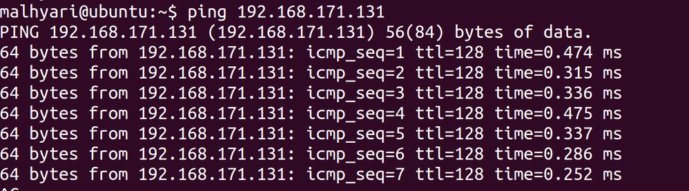 Ping Results on Linux