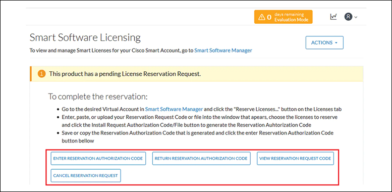 Expected Options Highlighted under Smart Software Licensing tab in CyberVision GUI