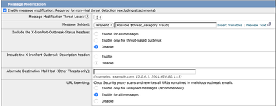 Enable URL Rewrite in Outbreak Filtering