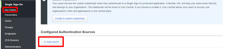 Duo Central Source Configuration