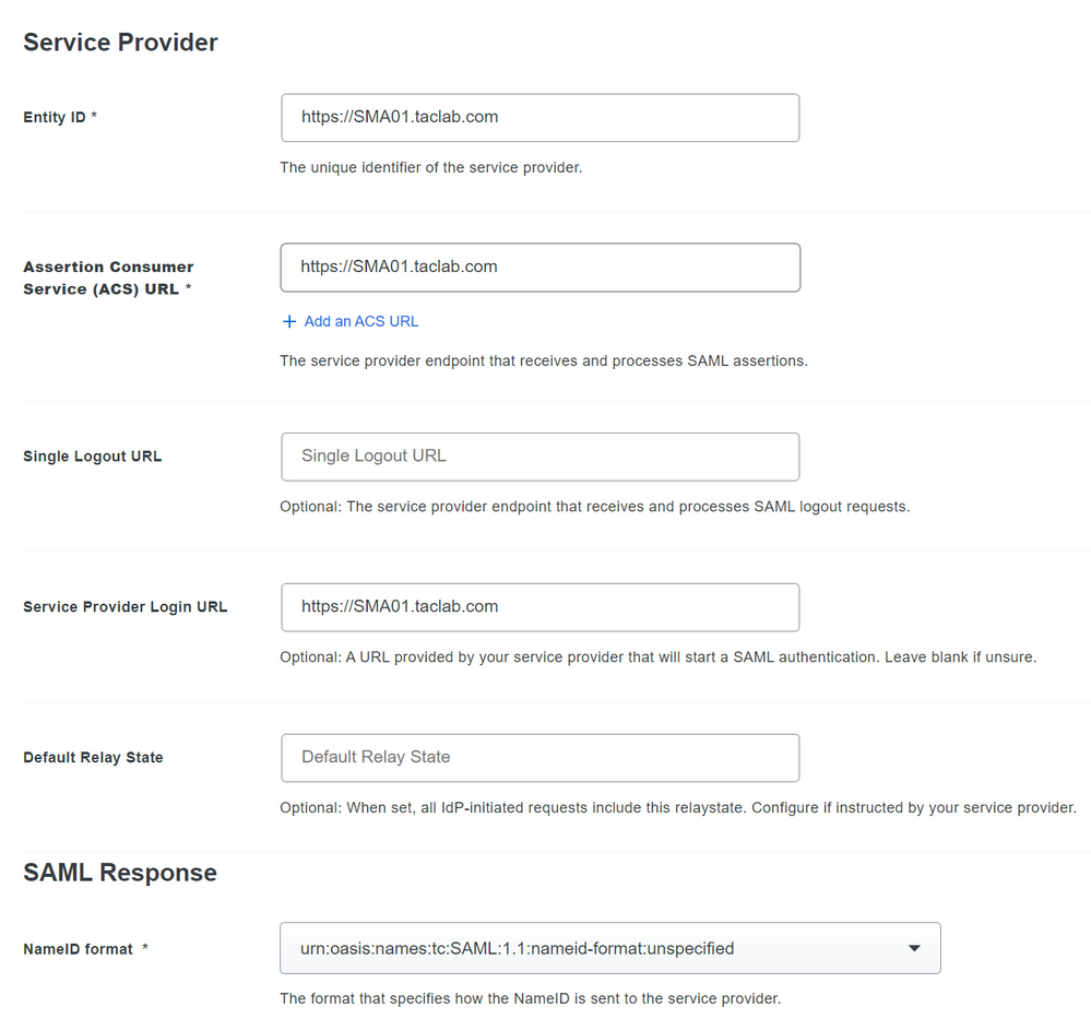 DUO Service Provider Configuration