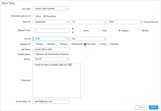 FMC 6.6.1+ Upgrade Tips - FMC Scheduling Task is used to install automatically VDB updates in FMC