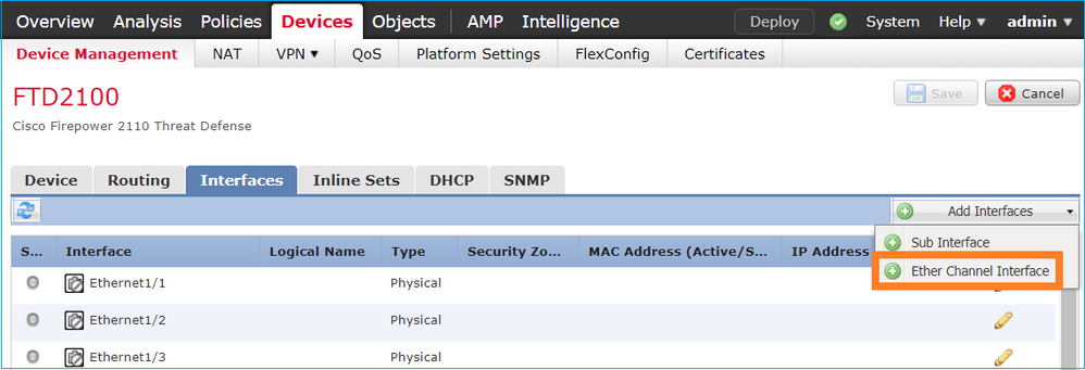 Configuration from FMC