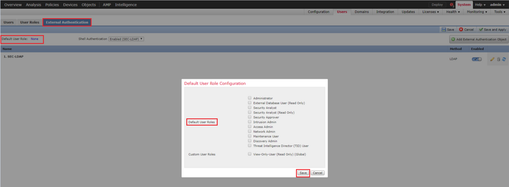 Default User Role for All External Authentication Objects