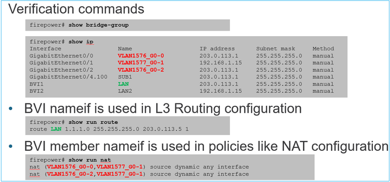 Verification Commands, L3 Routing Configuration, and Member Name if Used in Policies