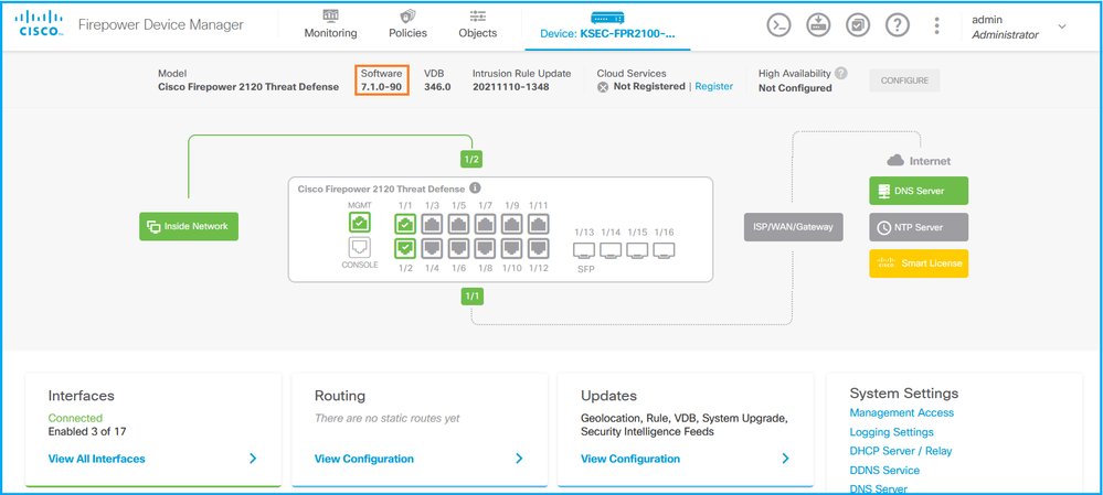 Verify Version on FDM UI