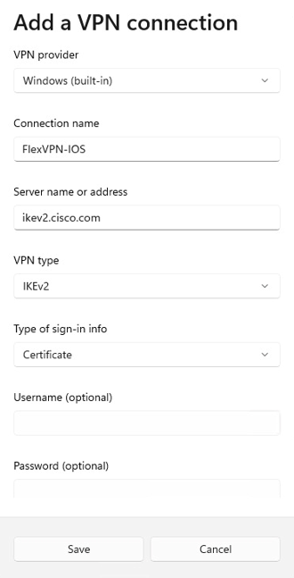 Windows 11 VPN connection settings