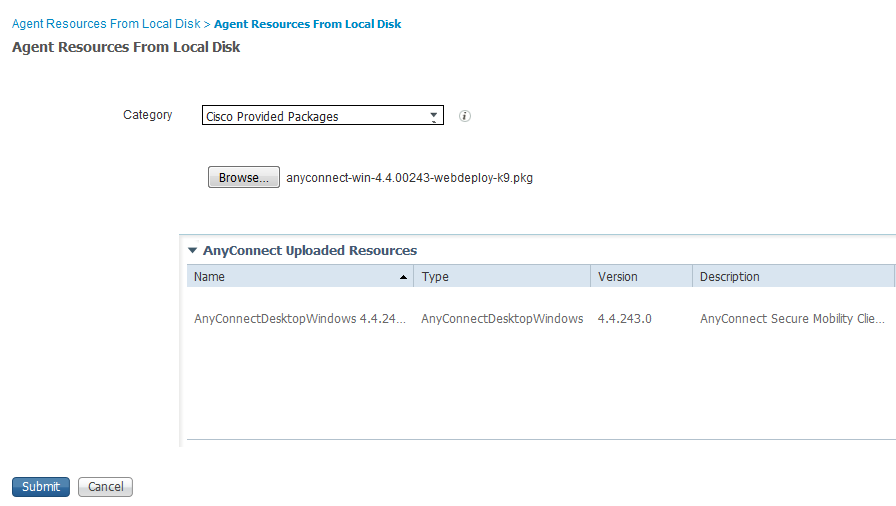 Cisco ISE Posture - Upload AnyConnect Image