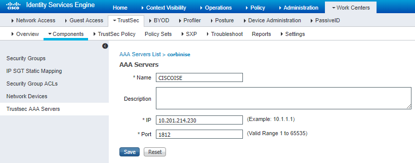 Configure as TrustSec AAA Server