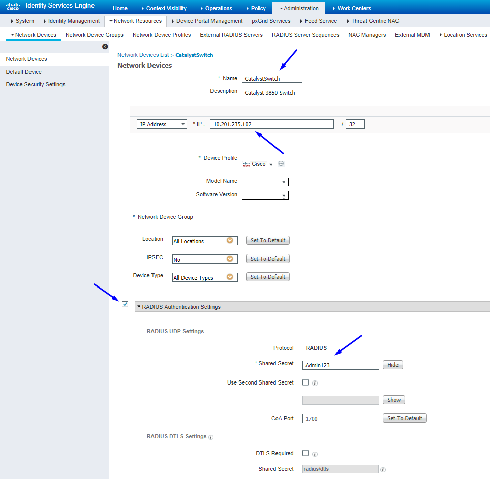 Configure and Verify Switch is Added as RADIUS Device