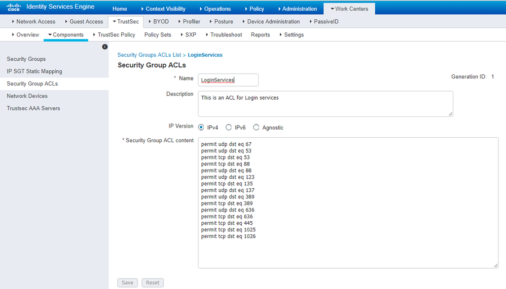 Redirect SGACLs for ISE