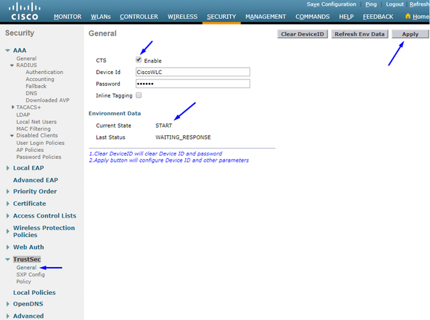 Enable TrustSec on WLC