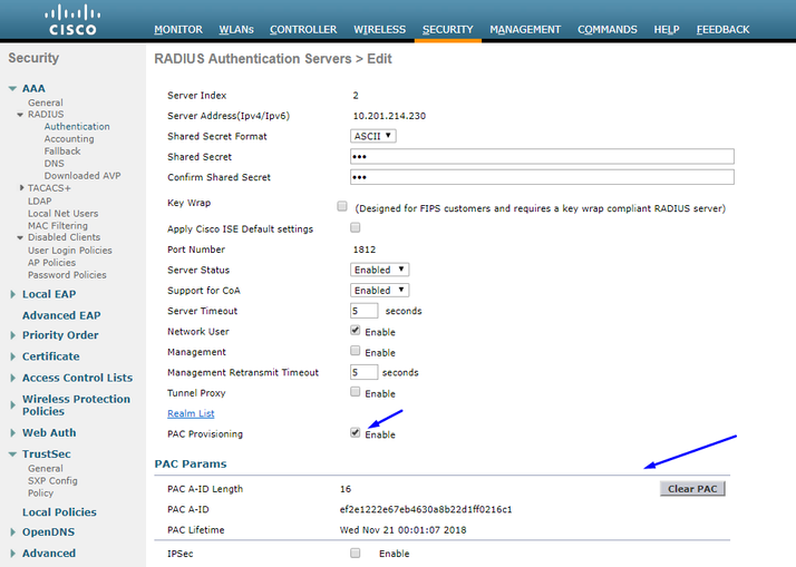 Verify PAC Provisioned on WLC