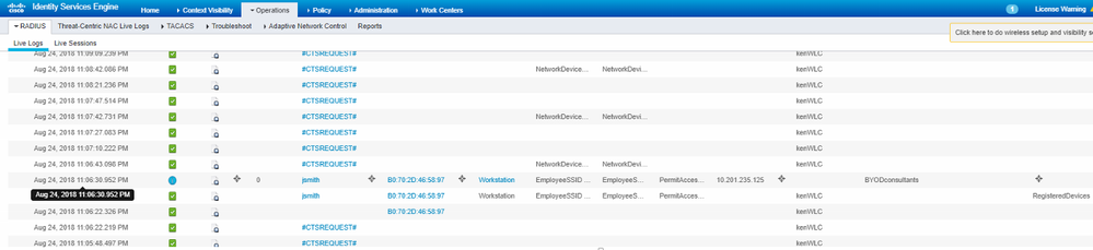 RADIUS Live Logs