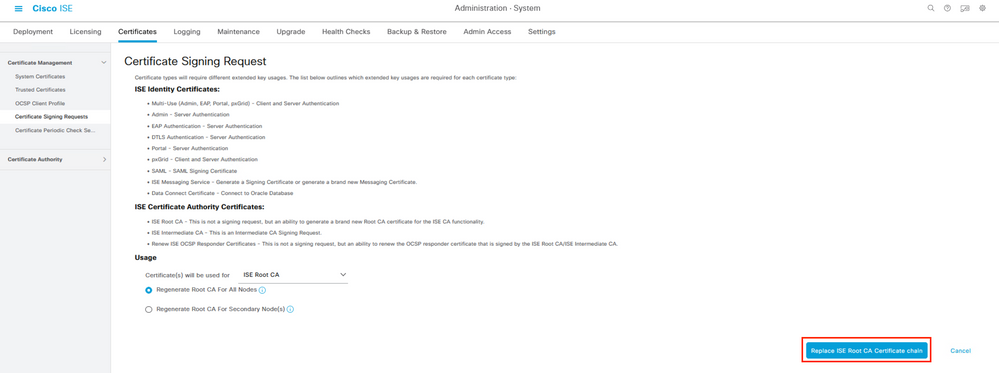 Configuring the Certificate Signing Request.