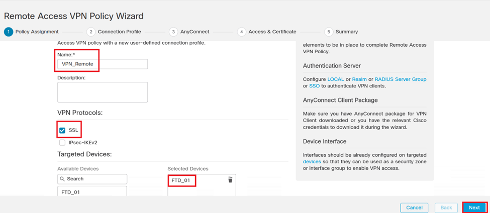 VPN settings