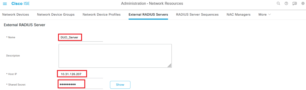 External RADIUS Servers details