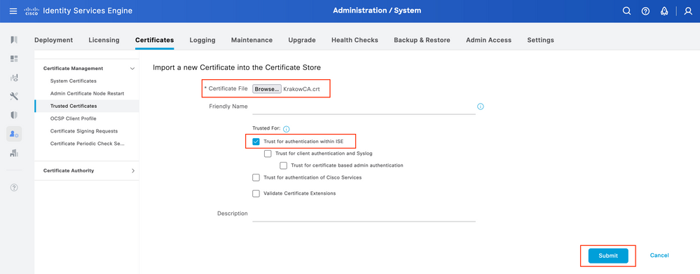 Trusted Certificate Settings 1