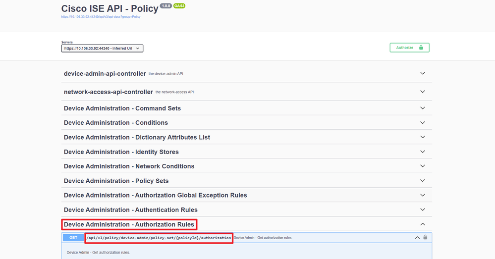 API URI - Device Authorization Rules