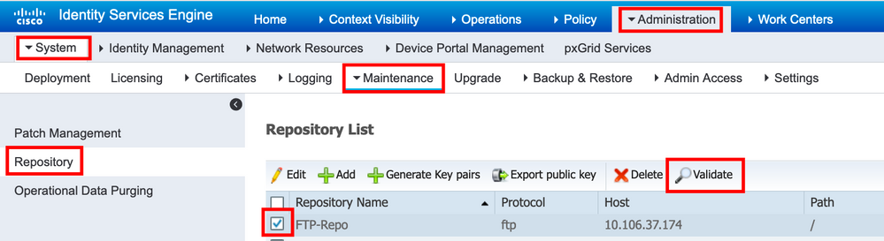 Select the Repository to Verify and Click Validate