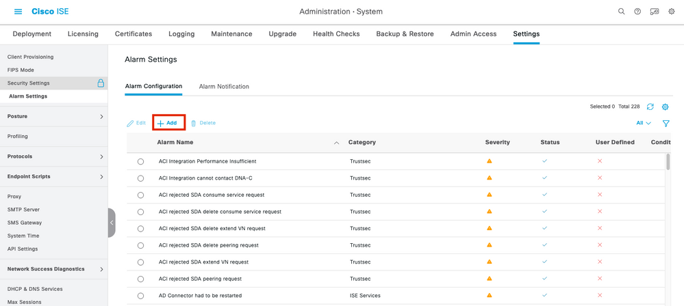 ISE 3.1 Alarms Based on Authorization Results - Alarm Settings